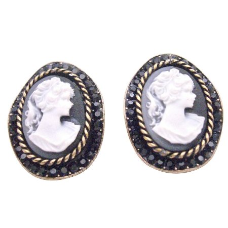 ERC666 Fine Designs of the Highest Quality Cameo Jewelry With Jet Crystals Embedded