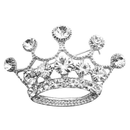 HH266 Glamorous Crown Brooch Fully Diamante Crown Brooch