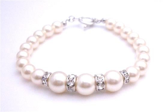 TB043 New Arrival Fashion Jewelry In Genuine Swarovski Ivory Pearls Bracelet
