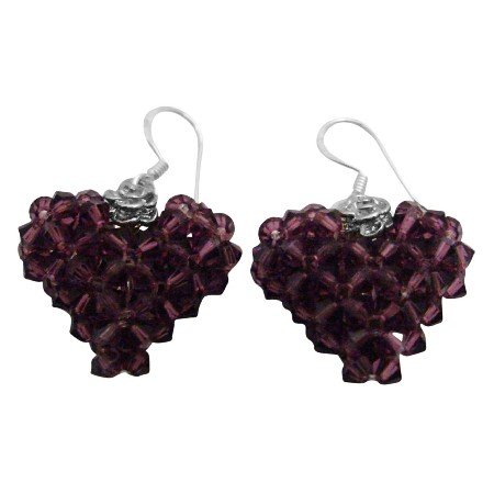 ERC679 Amethyst Known As The Color Of Royalty Adorable Puffy Heart Earrings