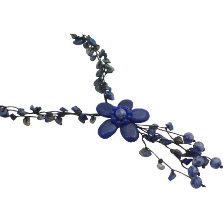 N929 Fashionable Amethyst Necklaces With Flower Tassel Dangling Necklace