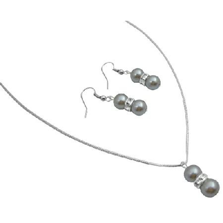 NS009 Wedding Jewelry Bridesmaid Jewelry Wedding Silver Grey Set