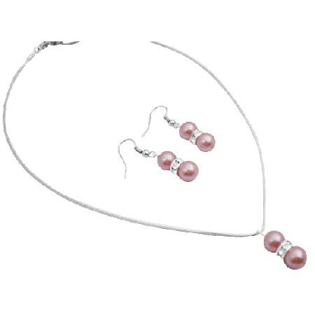 NS010 Array Of Pearls Wedding Pageant Bridemaids Prom Jewelry Beautiful In Pink