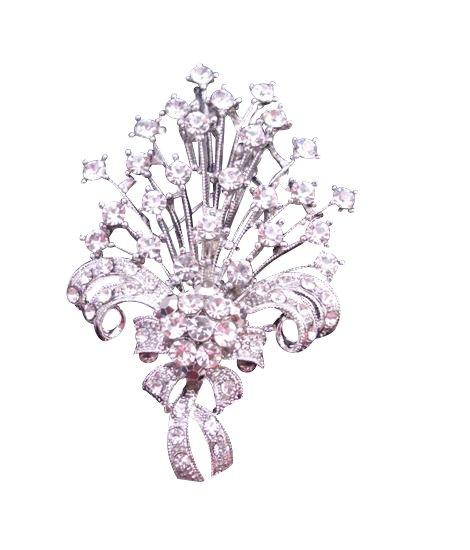 B167 Bouquet Diamond Brooch Fully Embedded w/ SIMULATED Diamond Bouquet BROOCH