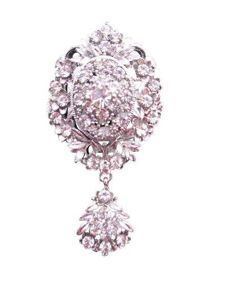 B164 Sparkling Diamond Brooch Simulated Diamond Dangling Brooch w/ Cubic Zircon Brooch