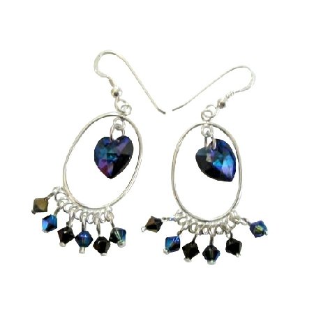 ERC250 Swarovski Morion AB 2X Crystals And AB Dorado Crystals Sterling Silver 92.5 Earrings