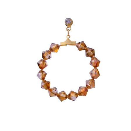 ERC297 Copper Swarovski Crystals Hoop Earrings Swarovski Crystals 22k Gold Plated Earrings