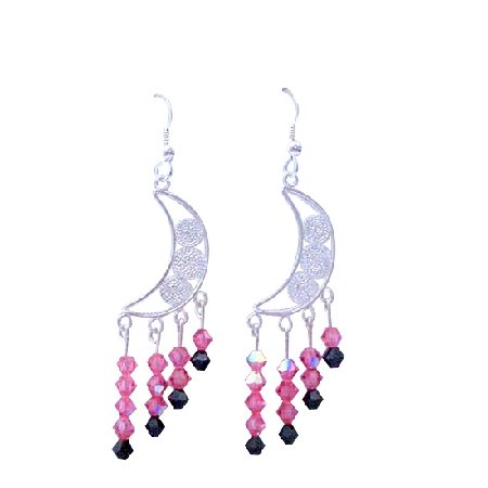 ERC231 Swarovski Crystals Rose AB Drop Sterling Silver Earrings Bridal Jewelry Genuine Crystals