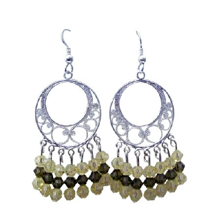 ERC269 Jonquil Swarovski Crystals Sterling Silver 92.5 Chandelier Earrings