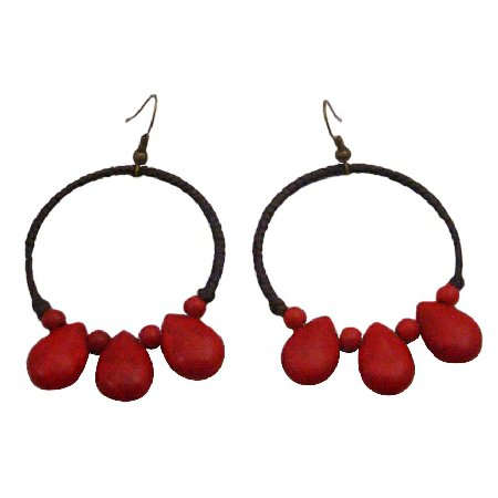 UER501 Boho Style Fantasy Earrings Coral Teardrop Dangling Earrings