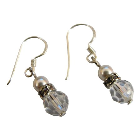 UER534 Bridemaids Beautiful Pair Of Earrings Swarovski Pearls Crystals Earrings