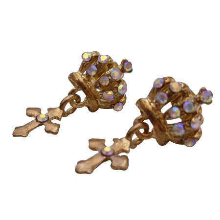 D246 Unique And Funky Novelty Crown Shaped Earrings