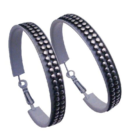D243 Alloy Metal Hoop Earrings Metal Stud Decorated