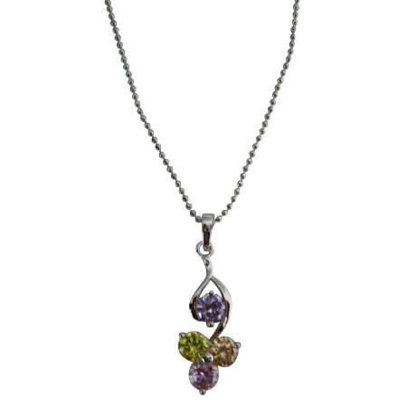 UNE324 Jewelry Multicolor Crystals Pendant Young Girls Necklace
