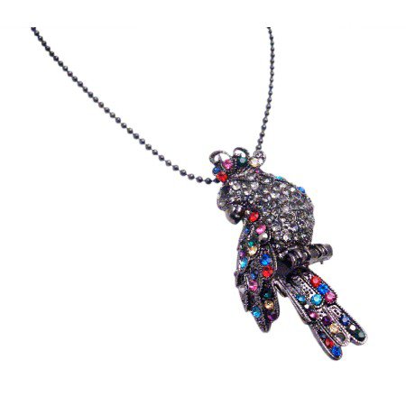 N921 Gold Bird Brooch Embedded Emerald Peridot Crystals Valentine Necklace