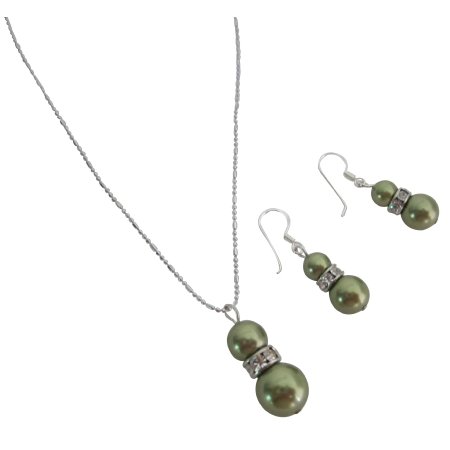 NSC816 Stunning Swarovski Green Pearls Customize Wedding Jewelry