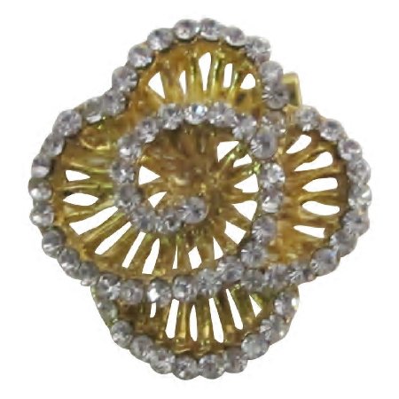 B608 Gold Swirl Brooch Rose Dazzling Brooch