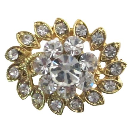 B612 Exquisite Gold Flower Brooch Dazzling Brooch