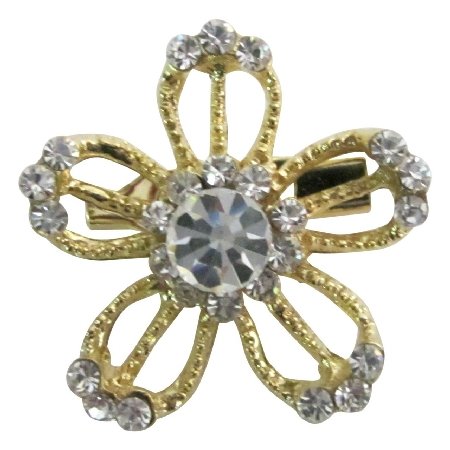 B606 Dazzling Appealing Golden Flower Brooch