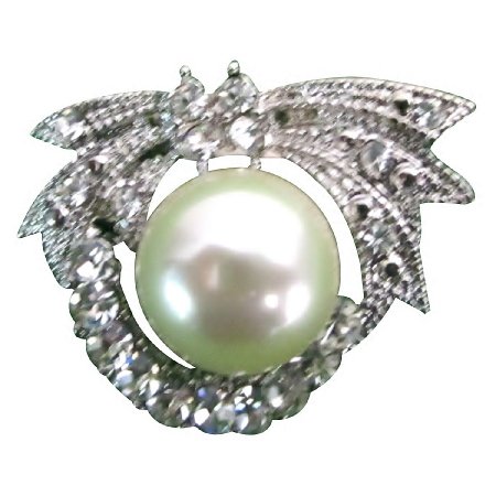 B607 Cute Round Brooch With Pearls At Center Purse Brooch