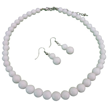 NS1083 Fab Looks The Hottest Style Chalk White Round Beads Jewelry