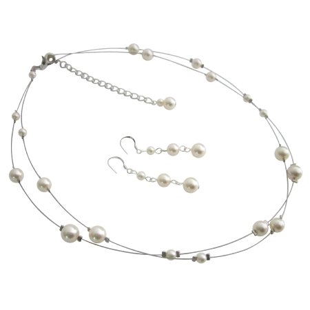 BRD1110 Elegant Most Sleek Wedding Jewelry Set In Ivory Pearls