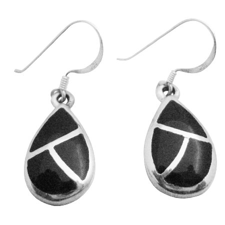 SER082 Jewelry For Gift Sterling Silver Onyx Earrings