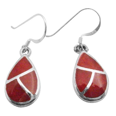 SER086 Coral Earrings With Silver Stripe