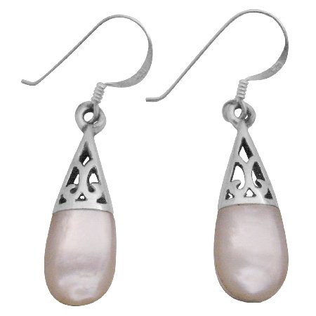 SER090 White Opal Inlay Teardrop Earrings Girl Friend Gift