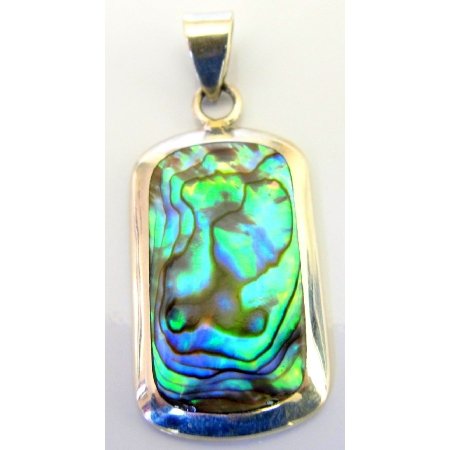SPEN078 Holiday Gift Sterling Silver Abalone Square Pendant