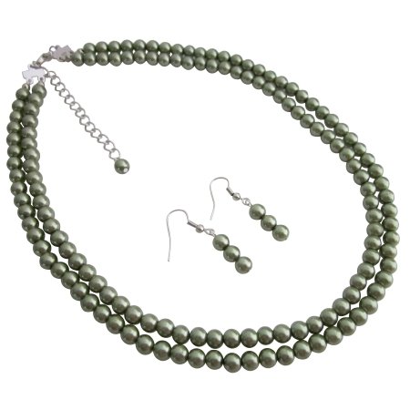 NS1120 Meaningful Gifts Party Favors Wholesale Green Pearls Necklace Set
