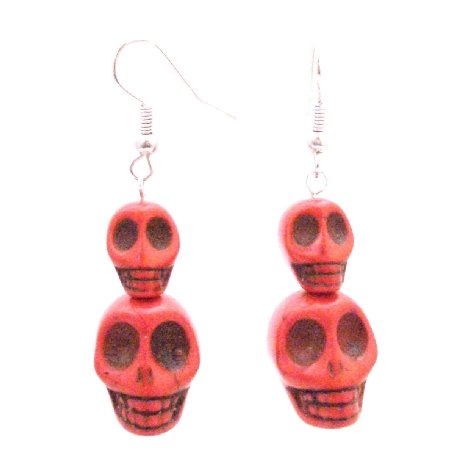 Find Great Deal Free Shipping Coral Skull Bead Earrings