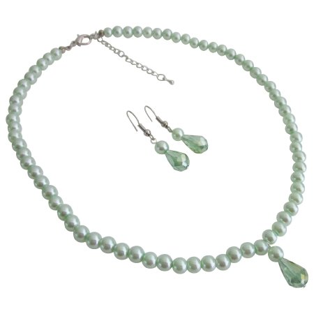 Beautiful Wedding Jewelry Flower Girls Lite Green Pearls