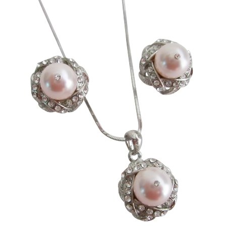 Pearls Pendant Silver Necklace Romantic Wedding Jewelry