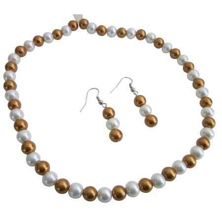 Gold And White Wedding Bridal Bridesmaid Jewelry Free Shipping In USA