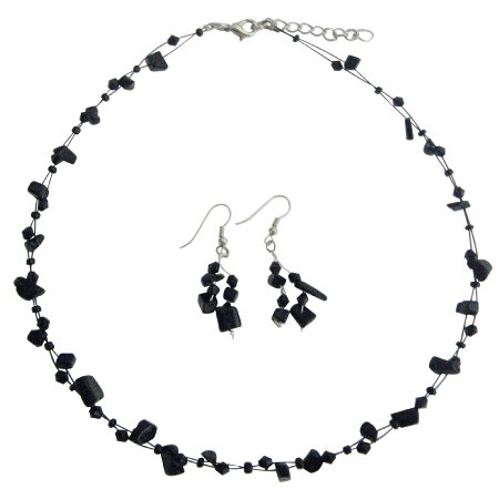 Fresh Design Reasonable Gift In Jet Stones With Crystals Jewelry Set