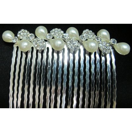Bridesmaid Hair Accessories Freshwater Pearls With Clear Rhinestones