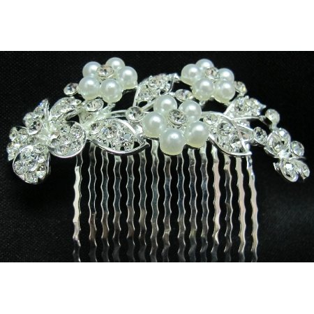 Bridal Pearls comb Wedding Accessories Flower Rhinestones Pearls