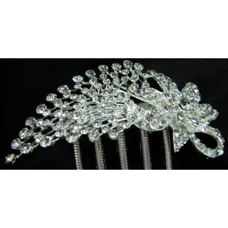 Vintage Inspired Comb Pinned In Your Hair Clear Rhinestones