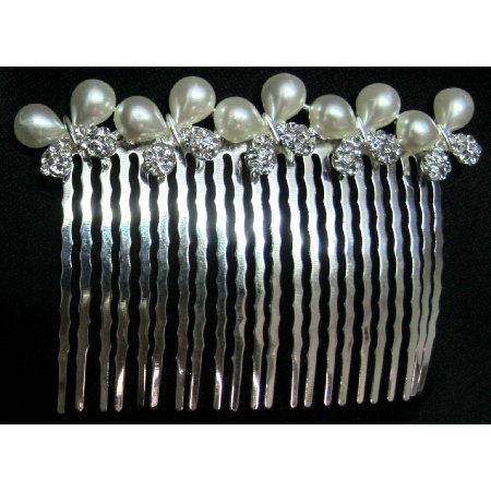 Gift Beautiful Hair Accessory Butterfly Bow Pearls Rhinestone Hair Comb