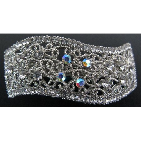 Sparkly Wave Shaped Clear Crystals Hair Barrette Very Affordable