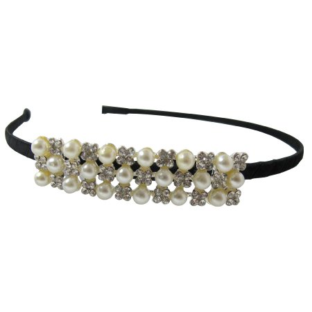 Cute Peageants Hairband Elegant Style With Pearls & rhinestone