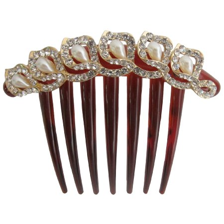 Fancy Hair Comb In Freshwater Pearls & rhinestone Wedding Hair Comb