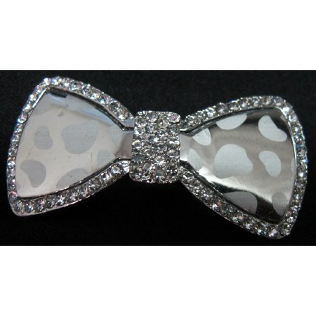 Shiny Glass Hair Bow Barrette W/ Sparkling Rhinestones Hair Clip