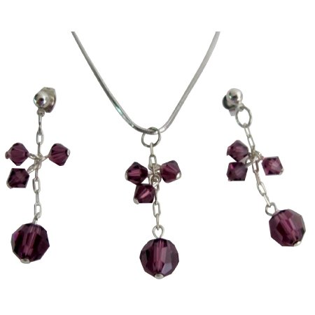 Graduation Party Jewelry Bright Sparkling Amethyst Crystal Jewelry Set
