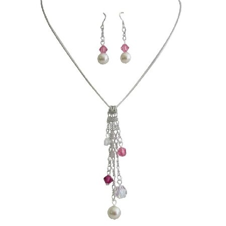 Christmas Gifts For Wife Girl Friend Tinkerbell Necklace Ivory Pink Set