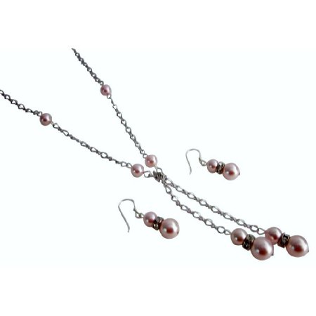 Rosaline Pearls Lariat Necklace with Matching Earrings Jewelry