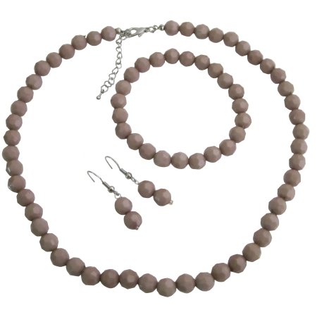 NS1157 Wedding Jewelry Mocha Color Mocha Beads Jewelry Set