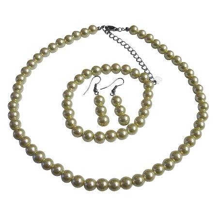 NS712 Wedding Pearl Jewelry Set Ivory Pearl Complete Set With Bracelet