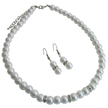 NS1176 All Occasions Gathering Formal Semi Formal White Pearls Jewelry Set